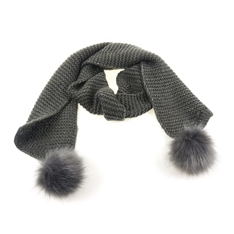 Écharpe d'hiver en tricot épais avec pompon en fourrure pour filles, design mignon, hiver, 2020