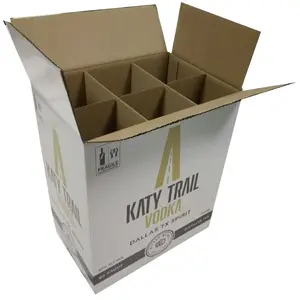 Custom printed kraft paper wine boxes 6-bottle paper bottle carriers for sale