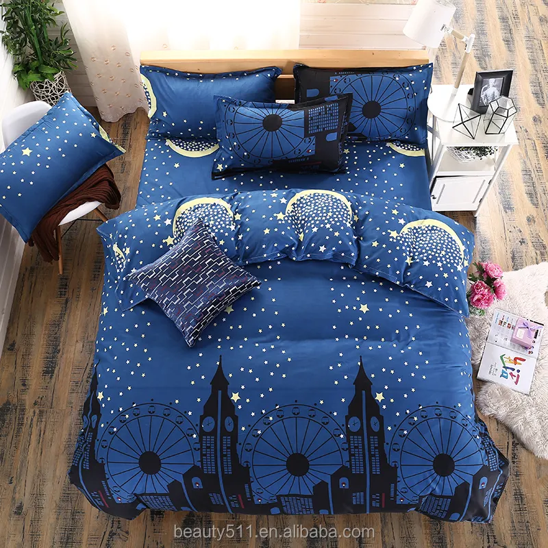 Juego de ropa de cama con estampado de bloques de mano para el hogar, Sábana de tela de algodón para la casa artesanal, venta al por mayor, India, BS358