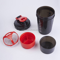 Bouteille à shaker personnalisé 500ml, récipient avec poudre, 3 couches, pour conserver de la poudre, style araignée, à 3 compartiments