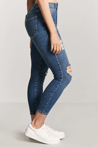 OEM de moda <span class=keywords><strong>a</strong></span> granel al por mayor de China nuevo estilo pantalones desgastados de cintura alta flaco mujeres Jean 011 - Product Image 3