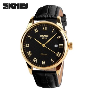 SKMEI di Marca 9058 Di Lusso del quarzo <span class=keywords><strong>classico</strong></span> Amanti della vigilanza di modo casuale orologi 30m impermeabile della cinghia di cuoio per le donne degli uomini <span class=keywords><strong>orologio</strong></span> da polso - Product Image 4