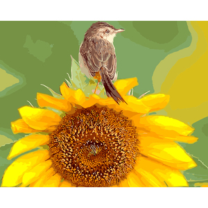 CHENISTORY 99209 Peinture Par Numéros Impressionnistes <span class=keywords><strong>Tournesols</strong></span> Et Oiseau Sur Toile Sans Cadre - Product Image 1