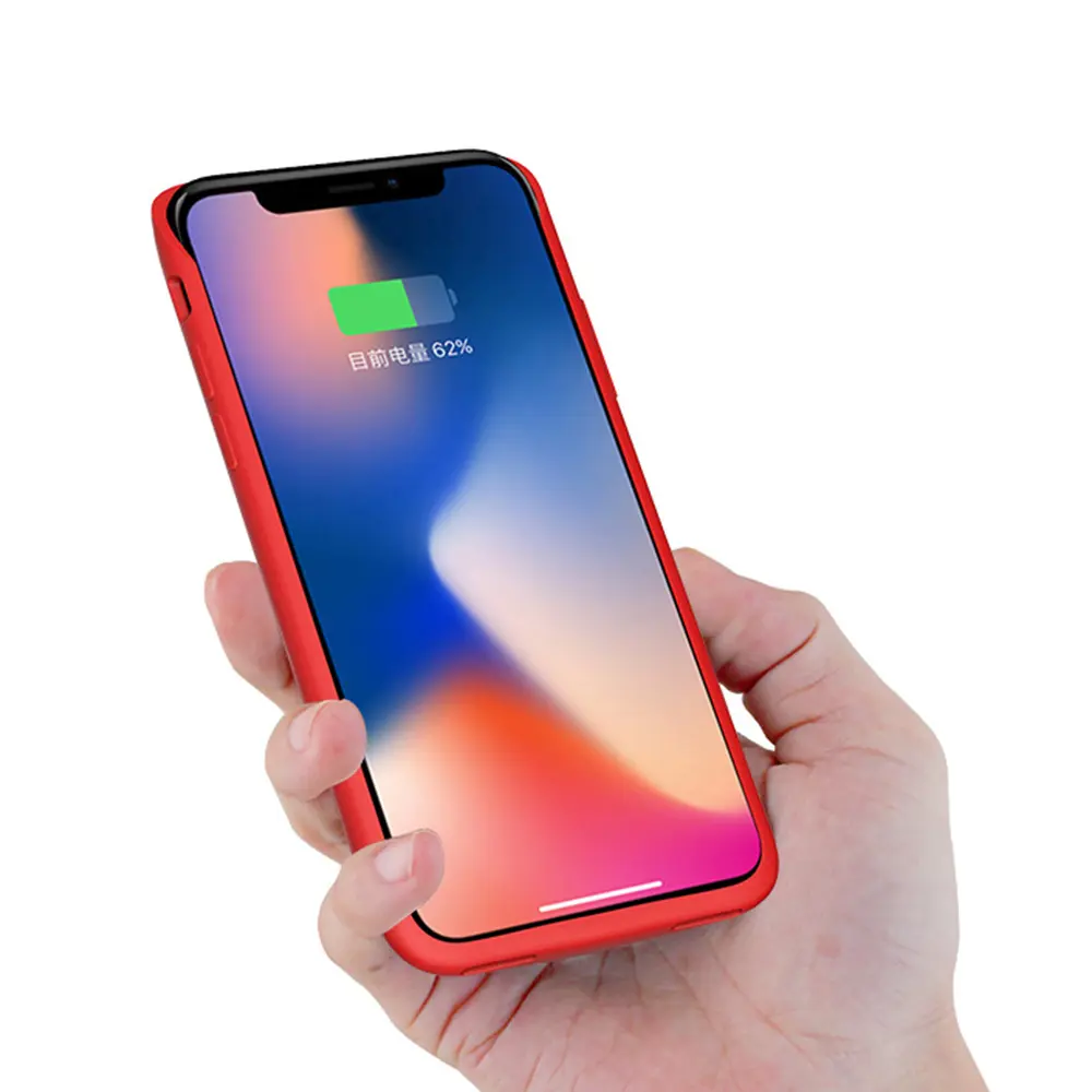 Para Iphone X batería recargable de 5000mah de copia de seguridad caja de carga cargador inalámbrico