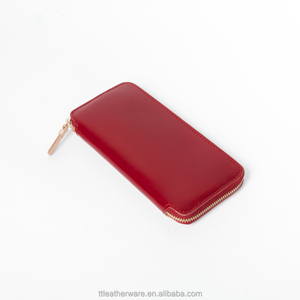 Woman Slim Wallet Red Tanned Leather Clutch Bag - Product Image 3