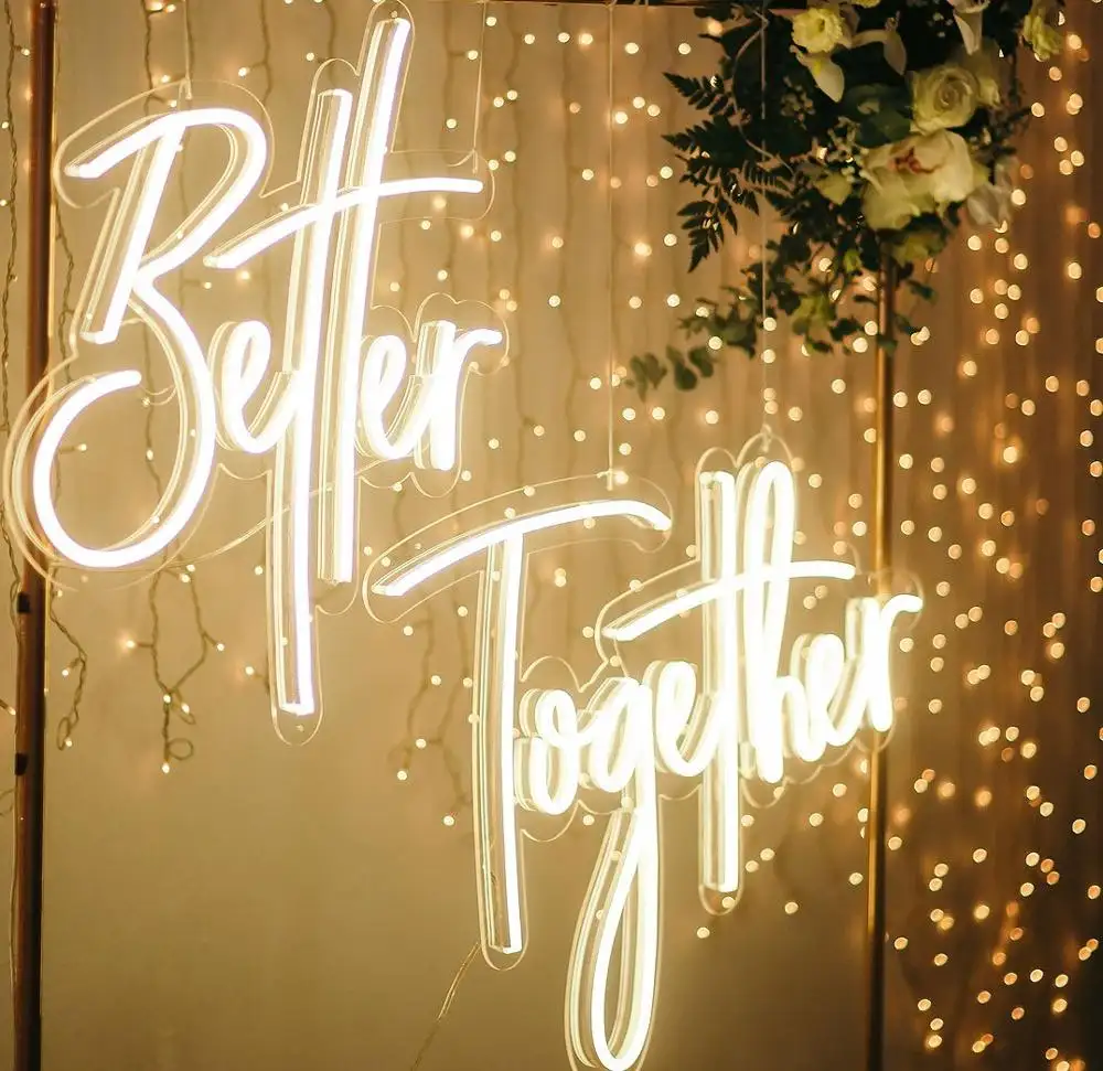 Drop Shipping Fast Delivery Wall Better Together Other Words Led Neon Light Letter Sign Custom Led With A Love Heart Customized