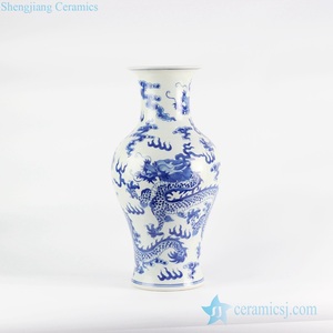 RYLU110 สูงมูลค่า Fish TAIL Shape สีฟ้าและสีขาว Jingdezhen จีนศิลปินวาดรูปแบบ<span class=keywords><strong>มังกร</strong></span>แจกันสำหรับขาย - Product Image 3