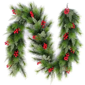 Guirnalda de pino Artificial de PVC para Navidad, decoración de Navidad, Verde