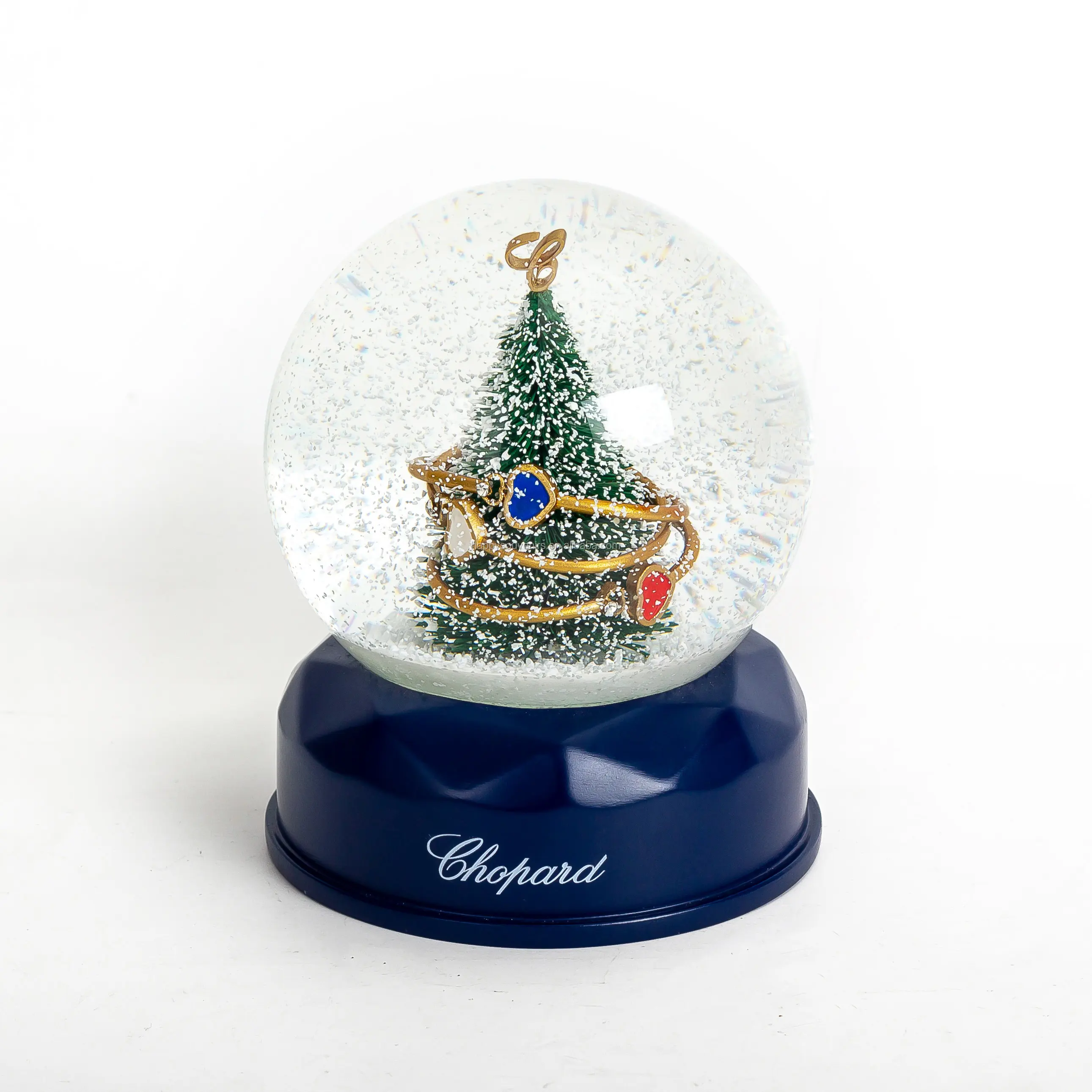 ダイヤモンド型ベースクリスマスツリーギフトスノーグローブ高級ブランド時計会社プロモーションスノーボールサンタスノードーム