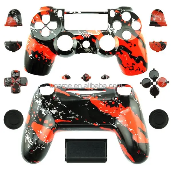 custom hydro ondergedompeld rode splatter vervangende behuizing shell geval voor 4 voor ps4 dualshock draadloze controller deksel