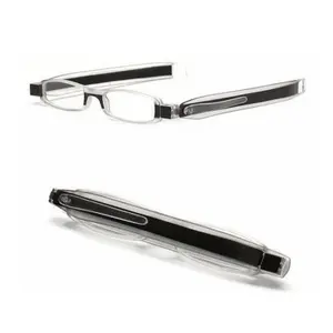 Mini Pocket Reading Compact Women360 Rotating Pen Clip Folding Reading Glasses