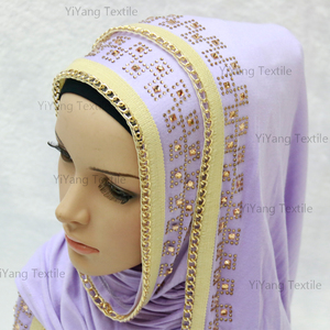 Islamico musulmano Malaysia Indonesia in pizzo floreale semplice strass con perline scialle Hijab per ragazza vestito di moda - Product Image 3