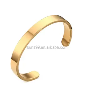 Fashion Jewellery Bracelet Women Stainless Steel Plain Polished Finish Cuff Bangle Bracelets For Men Women, 8mm,gold Plated