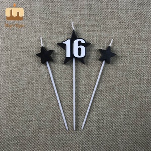 Bougie d'art en cire de paraffine Chine Star numéro <span class=keywords><strong>16</strong></span> pour gâteau d'anniversaire, faite à la main - Product Image 1