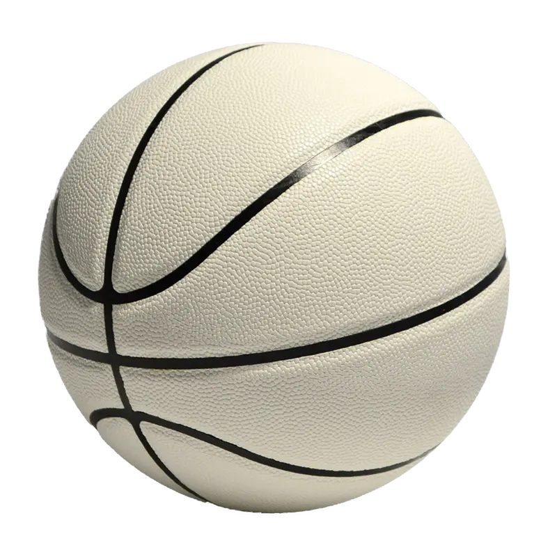 Pelota inflable de alta calidad personalizada sin logotipo, baloncesto blanco de cuero pu, baloncesto interior al aire libre oficial 7