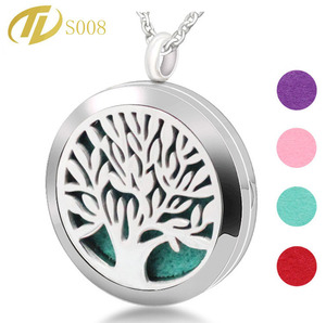 Personnalisé gravé pendentif, arbre de vie pendentif collier, pendentif huile essentielle - Product Image 1
