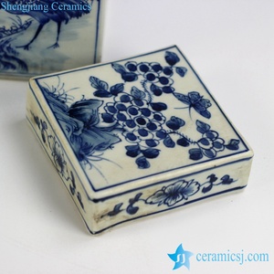 RYUK15-B dinastia Qing Kangxi Emperor era riproduzione vernice a mano antica agricoltura cinese modello di vita quadrato in ceramica blu <span class=keywords><strong>e</strong></span> wh - Product Image 6