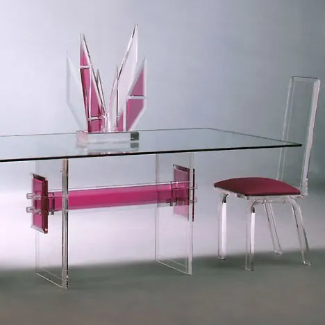 Transparan Akrilik Perabotan, Perlengkapan Peralatan Rumah Tangga Meja Akrilik Meja Makan Akrilik Warna H Meja