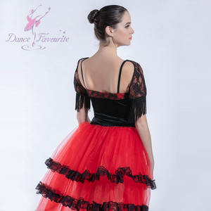 Vestido Español Rojo de Alta Calidad para Niñas y Mujeres, Tutú Largo de Ballet, Disfraz de Bailarina - Product Image 6