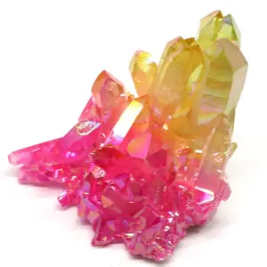 Healing Roze Geel Titanium Aura Quartz Crystal Clusters Voor Decoratie