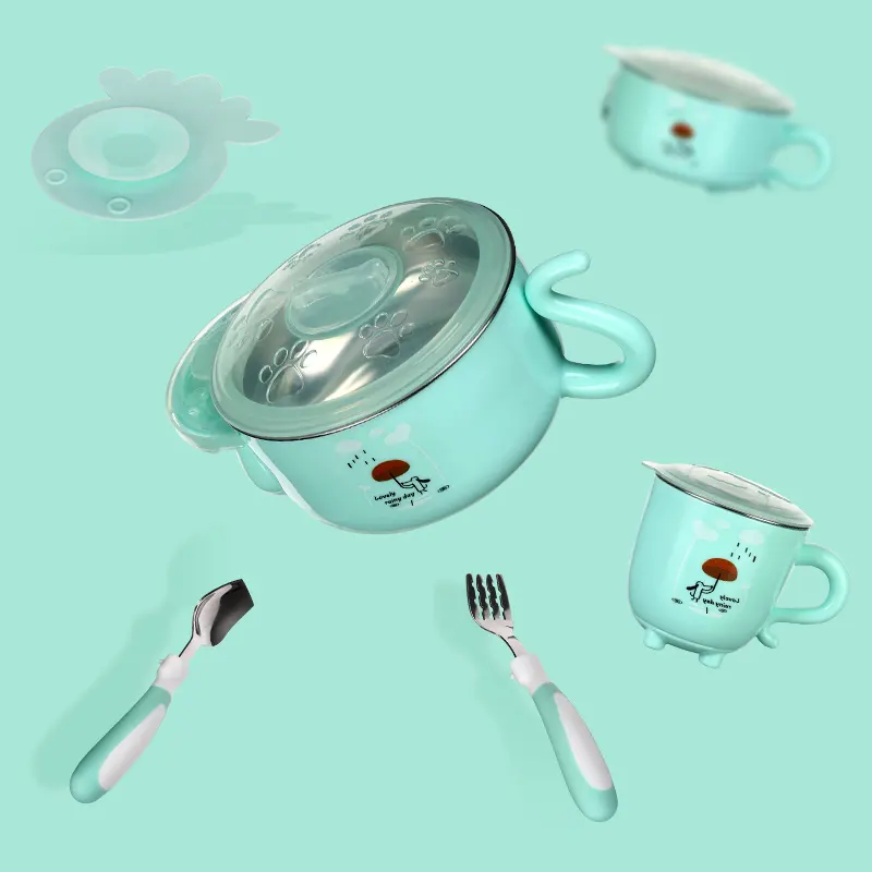 5pc Melamin Dinner Sets für Kinder Bambus faser Kinder Geschirr Set Geschirr Baby