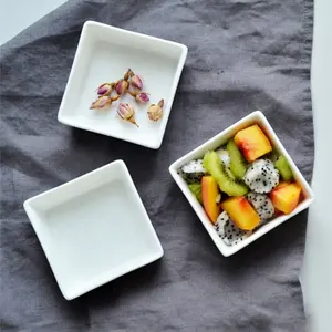 Yüksek kaliteli otel restoran beyaz kare porselen kaseler özel seramik servis salata tatlı kase