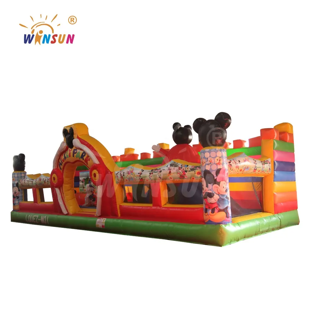 Amusement park cartoon theme bounce game ,inflatable animal world bounce house, inflatable cartoon jumping trampolines for hire