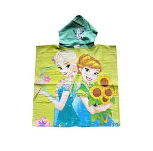 Frozen Elsa Asha Anna Children's Cartoon Cape Microfiber Beach Towel Super soft Absorbent Quick dry Hooded Cloak Bathrobe