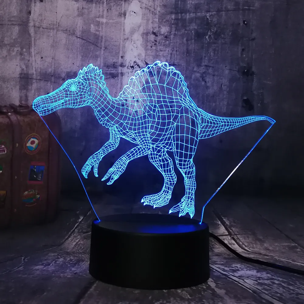 Lampe visuelle 3D Jurassic World, tyrannosaure Rex, monde, dinosaure, couleur mixte, 7 couleurs mélangées, décoration de chambre d'adolescent, cadeau, nouveau