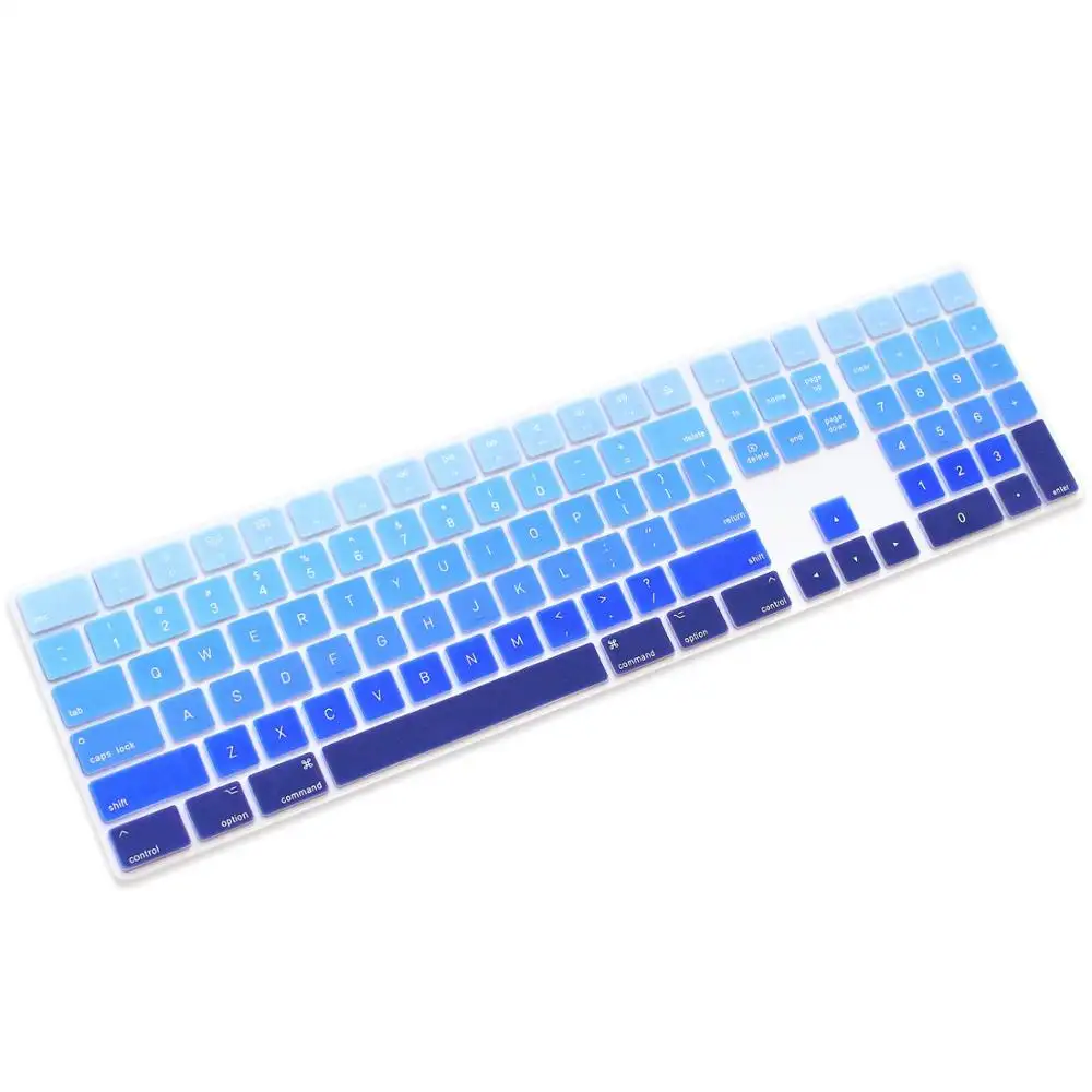Fonte de fábrica ombre teclado azul de silicone, capa de teclado para apple magic teclado com numérico teclado a1843 mq052ll/a