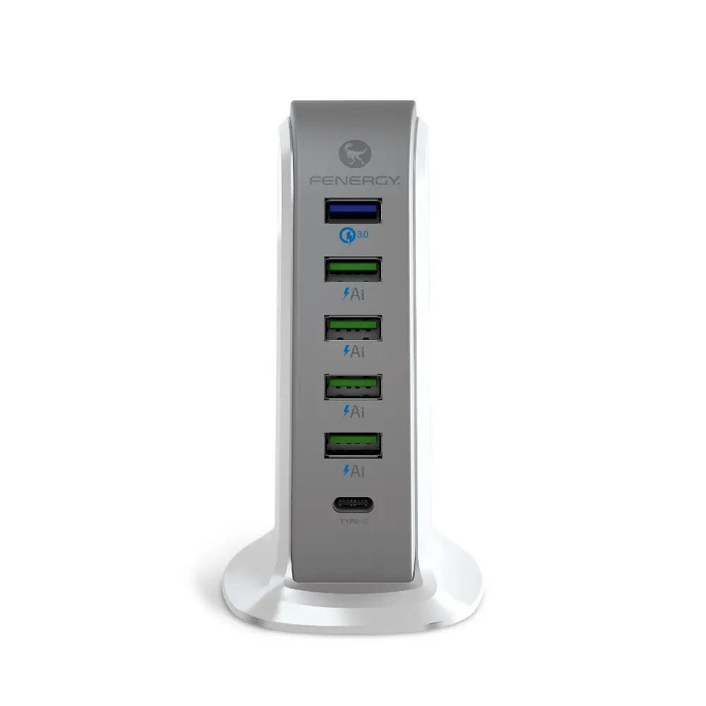 40W Desktop Charging Station 6 USB High Speed Charging Station with Smart IC Tech