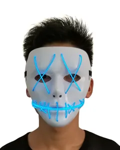 Wholesale 10 farbe Fashion EL Cosplay Halloween Mask Cartoon Clown Mask For Party nacht club Dj LED Masks By 3V Steady On Driver