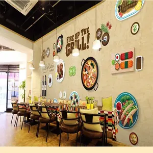 3D Kuantan Behang Schoolbord Krijt Fast Food Achtergrond Behang 3d Foam Pvc Behang Fabrikant