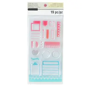 19pcs planner accessories frame design clear stamp and plastic stencil