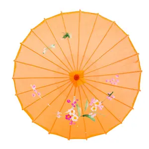 22" Kid Size Japanese Chinese Paper Umbrella With Wooden Handle For Wedding and Party