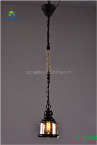 Industriales De Hierro de <span class=keywords><strong>la</strong></span> vendimia de Cáñamo <span class=keywords><strong>cuerda</strong></span> Colgante de luz <span class=keywords><strong>Restaurante</strong></span> Lámpara Colgante Decorativo - Product Image 1