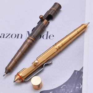 Di alta qualità di bambù di qualità in ottone puro del raccoglitore di materiale bolt action <span class=keywords><strong>penna</strong></span> auto all'aperto proteggere regali di sopravvivenza tactical <span class=keywords><strong>penna</strong></span> a sfera - Product Image 3