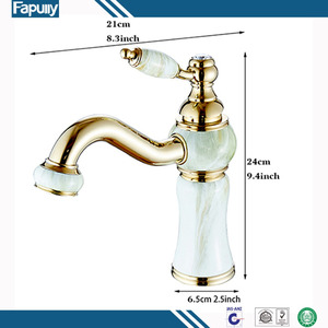 Fapully Haute Qualité à Levier Unique <span class=keywords><strong>D</strong></span>'<span class=keywords><strong>or</strong></span> Plaque Froide Chaude Pont <span class=keywords><strong>Mont</strong></span>é <span class=keywords><strong>Or</strong></span> Jade Peinture En Laiton <span class=keywords><strong>Du</strong></span> Robinet Jardin M246 - Product Image 2