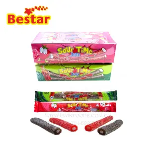 Fruity Flavor Sour Stick Gummy Candy With Powder