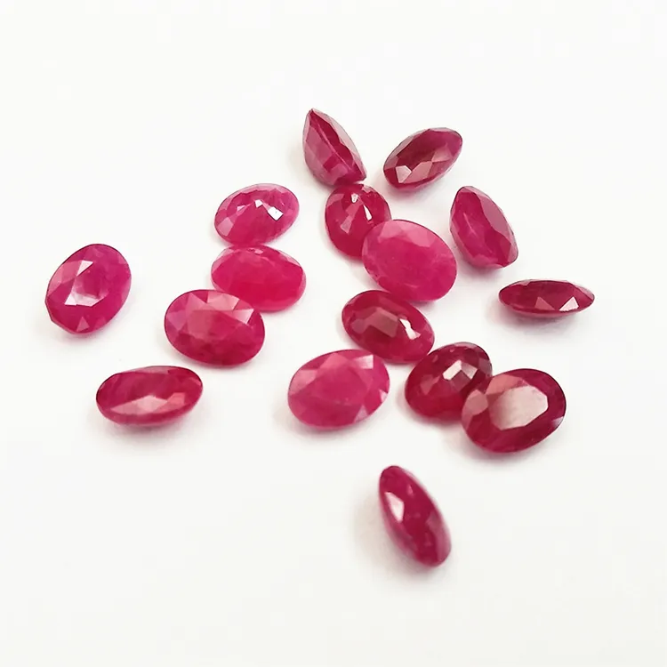Piedra de joyería de alta calidad, forma ovalada, 6x8mm, rubí rojo Natural, piedra preciosa suelta, venta al por mayor de fábrica