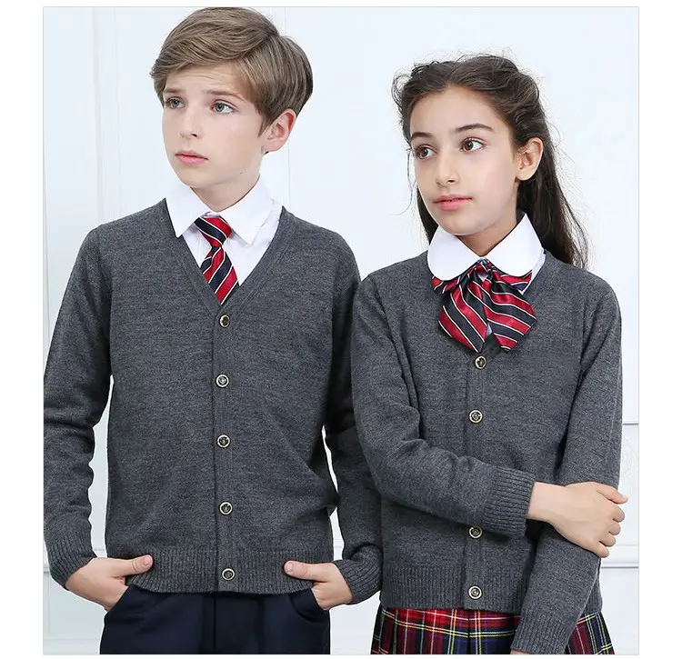 중국 유니폼 제조 업체 학교 유니폼 모델 스웨터 디자인 아기 소녀 카디건 스웨터 유니폼
