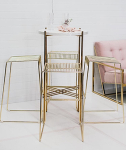 Rental Furniture Black <strong>Marble</strong> <strong>bar</strong> <strong>Table</strong> and Stool Set - Product Image 2