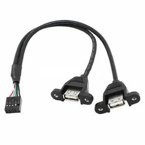 Hochgeschwindigkeit 30 cm 1 fuß doppelport USB Typ A Doppelplattenhalterung auf 9 Stiftsatteln billige Drucker-USB-Kabel