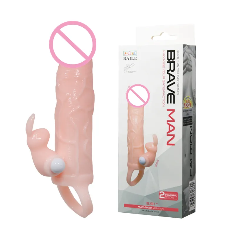 BAILE 남자 소매 수탉 반지 발기 증강 콘돔