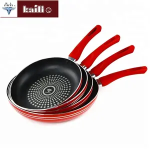 Wholesale Multifungsi Merah Menangani Aluminium Fry Pan Set untuk Rumah Memasak Non Stick Frying Pan