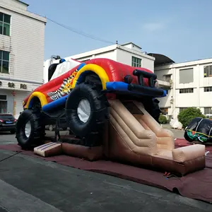 Inflatable car bouncy slide combo, car theme bouncy castle with slide for children