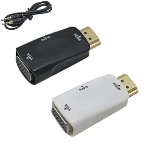 Grosir HDMI ke VGA Pria Wanita dengan konverter adaptor Audio kabel Audio & Video untuk konektivitas teater Rumah