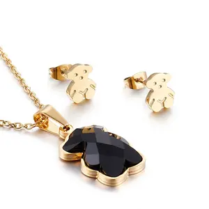 Bán Buôn Phổ Biến Nhân Tạo Big Diamond Vàng Đen Pha Lê Trang Sức Sets Đối Với Cô Gái