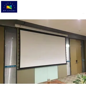 XY Screens 80" - 220" Motorized Electric Motor Tab-Tension Projection Screen with 4K Pro Matte White Fabric Fiber Glass