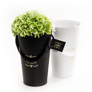 Popular Cardboard Cone Shape Flower Packaging Box with Nice Gold Foil Logo
